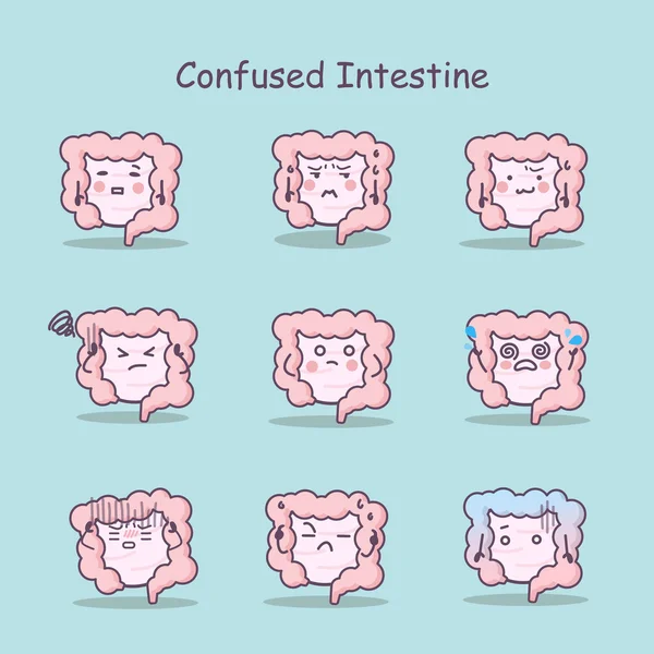 Dessin animé confus Ensemble de l'intestin — Image vectorielle