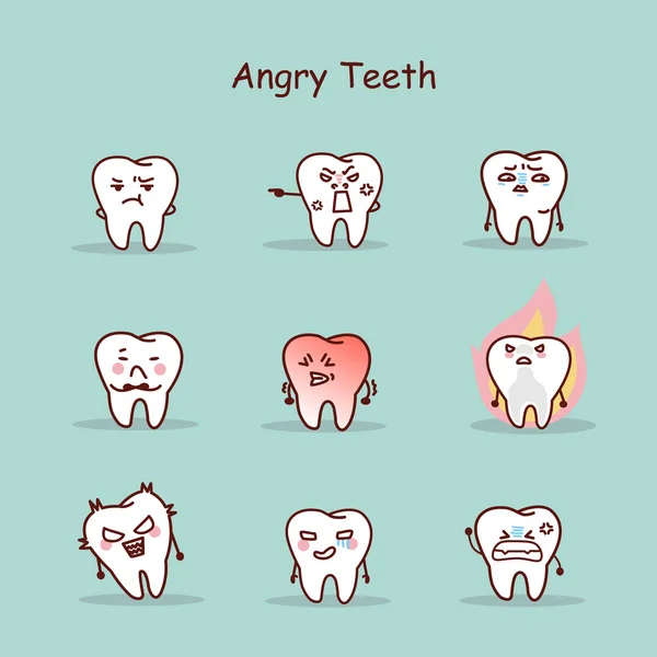 Злий набір мультиплікаційних зубів — стоковий вектор