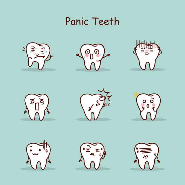 Панический мультяшный зуб — стоковый вектор