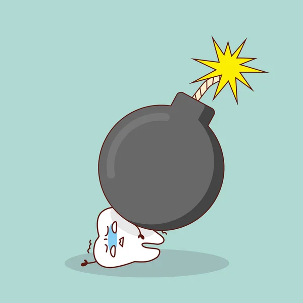 Cartoon tand med bomb — Stock vektor