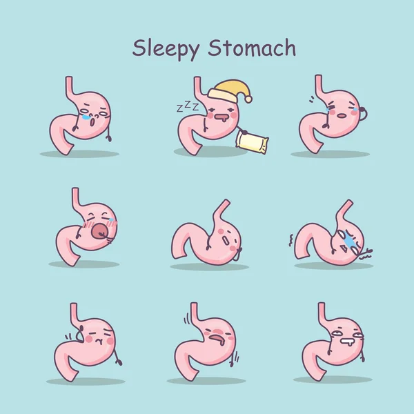 Somnolent caricature estomac ensemble — Image vectorielle