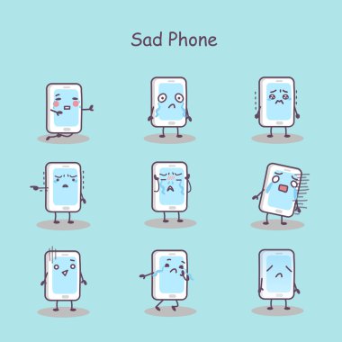 Üzgün çizgi film akıllı telefon