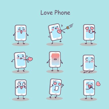 Aşk karikatür akıllı telefon
