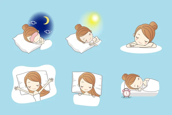 Dessin animé jeune beauté sommeil — Image vectorielle