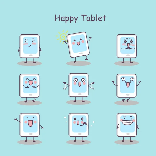 Happy cartoon digital tablet pc — Stock Vector