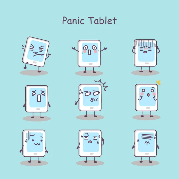 Panico cartone animato pc tablet digitale — Vettoriale Stock