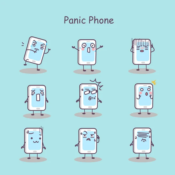 Teléfono inteligente de dibujos animados de pánico — Vector de stock