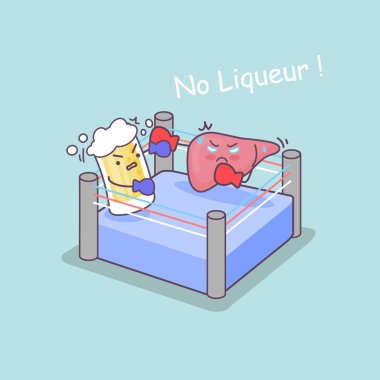 bira ile karikatür karaciğer boks