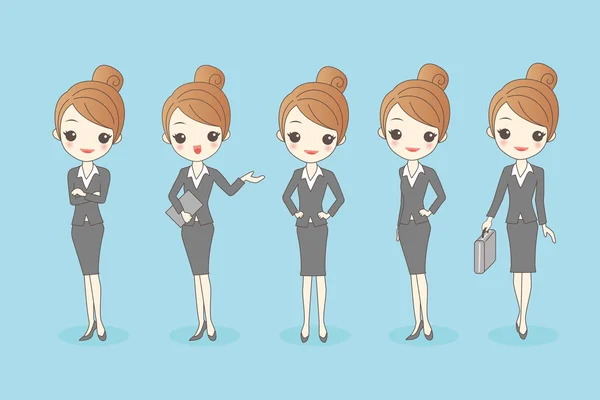 Cartoon business woman set — Stock Vector