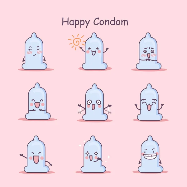 Happy cartoon condoom — Stockvector