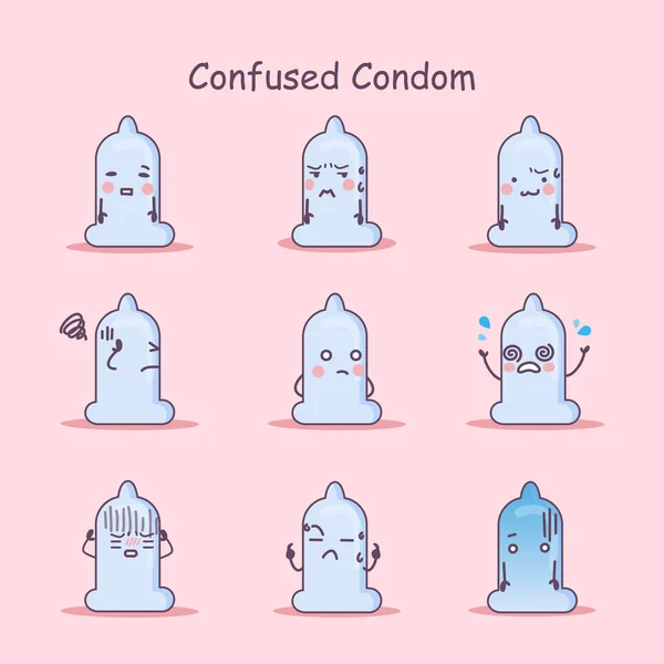 Desenhos animados confusos Preservativo — Vetor de Stock