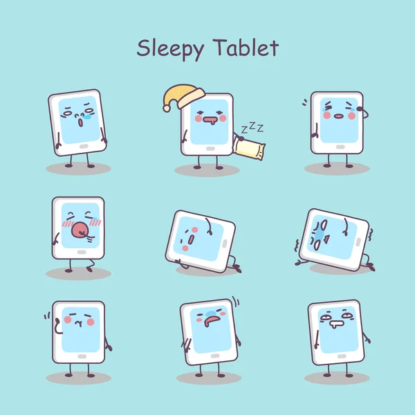 Sleepy cartoon digitale tablet-pc — Stockvector