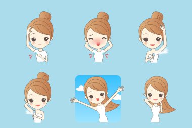 woman applying deodorant on underarm clipart