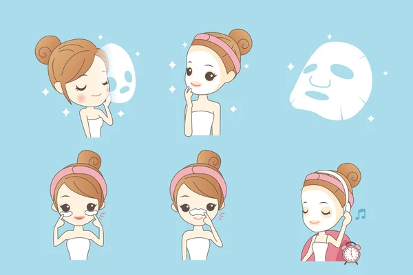 Fille de dessin animé avec masque facial — Image vectorielle