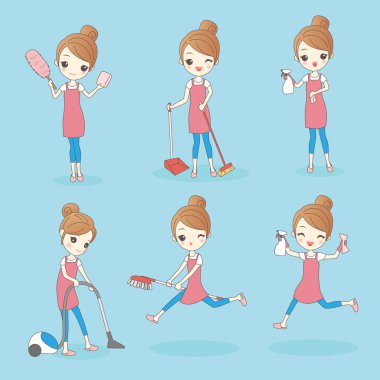  genç kadın ev işi yapıyor 