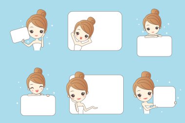 kadın gülümseme ve billboard göster