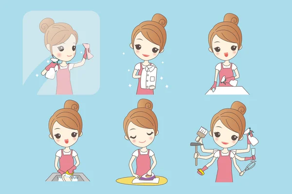 Young woman is doing housework — Stock Vector