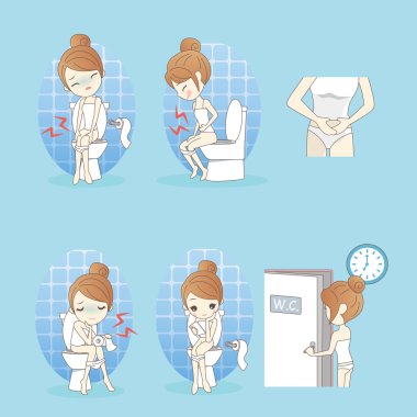 Çizgi film kadın kabızlık rahatsız olduğunu 