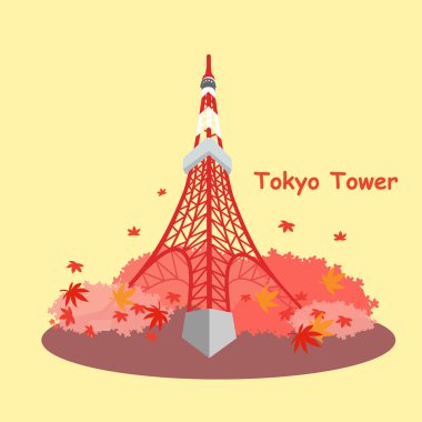 Japonya tokyo kule ve akçaağaç 