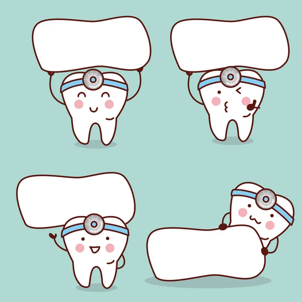 Lindo diente de dibujos animados y dentista — Archivo Imágenes Vectoriales