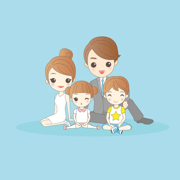 Cartoon family is  smling happily — Stock Vector