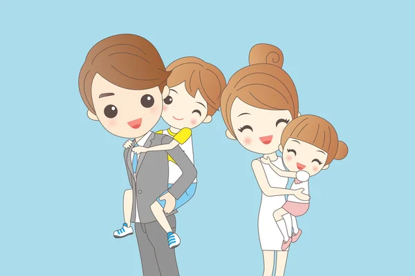 Famille dessin animé est smling heureux — Image vectorielle