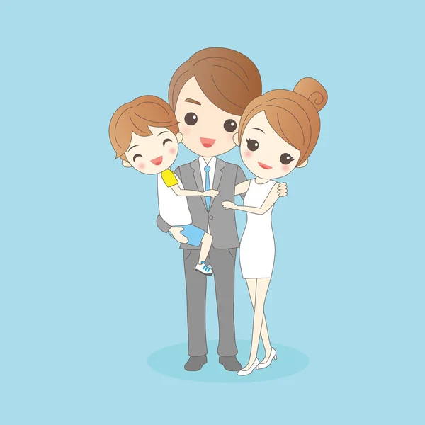 Familia de dibujos animados está oliendo feliz — Vector de stock