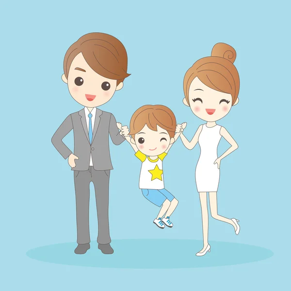 Familia de dibujos animados está oliendo feliz — Vector de stock