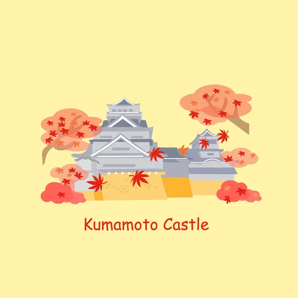 Dibujos animados japón kumamoto castillo — Vector de stock