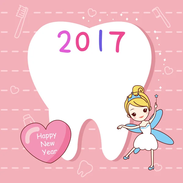 Tooth note with tooth fairy — Stock Vector
