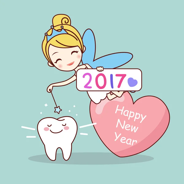 Tooth note with tooth fairy — Stock Vector