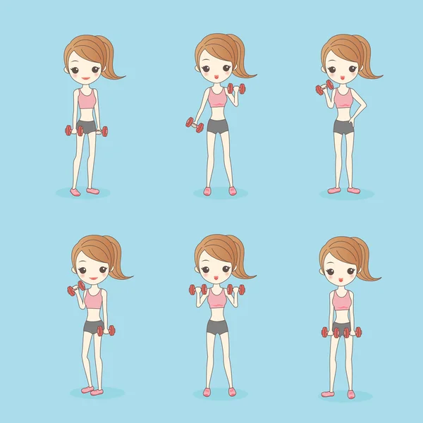 Joven chica de dibujos animados en forma — Vector de stock