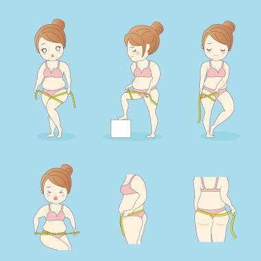 şişman kadın ölçü bandı ile