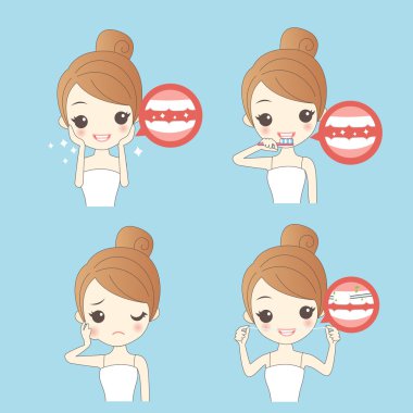 Diş Bakımı kadınla çizgi film