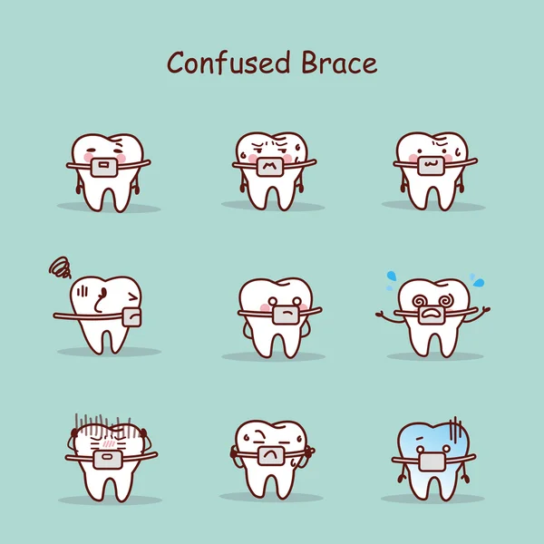 Cartoon tand slijtage brace — Stockvector