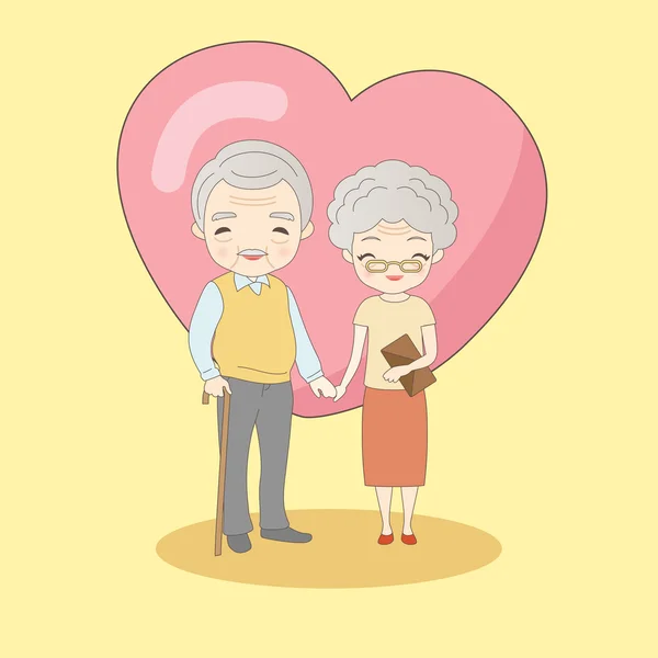 Yaşlı çift Gülümsediğin — Stok Vektör