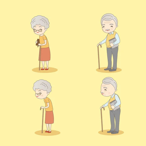 Yaşlı çift Gülümsediğin — Stok Vektör