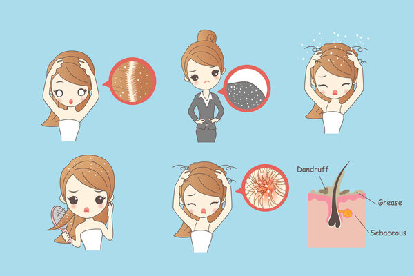 мультяшная женщина с перхоти
