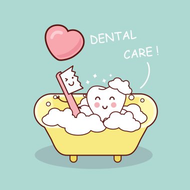 sevimli çizgi diş fırçası kavramı