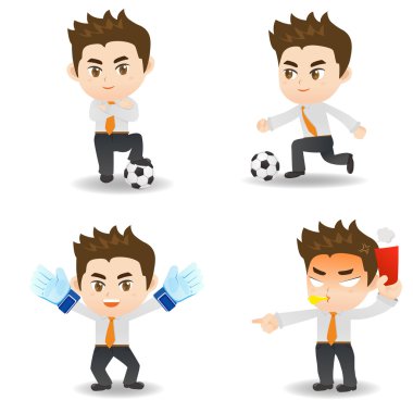 çizgi film illüstrasyon iş adamı ile futbol
