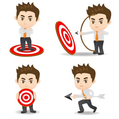 çizgi film illüstrasyon iş adamı okçuluk hedef