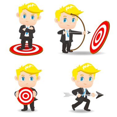 çizgi film illüstrasyon iş adamı okçuluk hedef