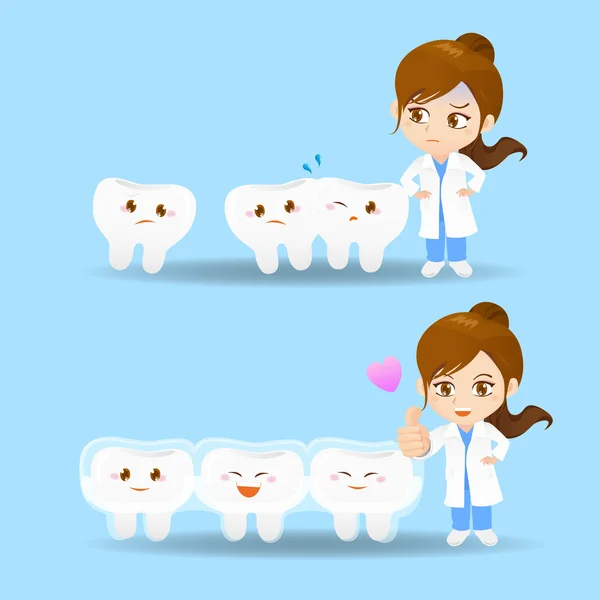 Dessin animé médecin dentiste femme — Image vectorielle