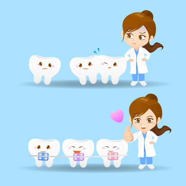 Dessin animé médecin dentiste femme — Image vectorielle