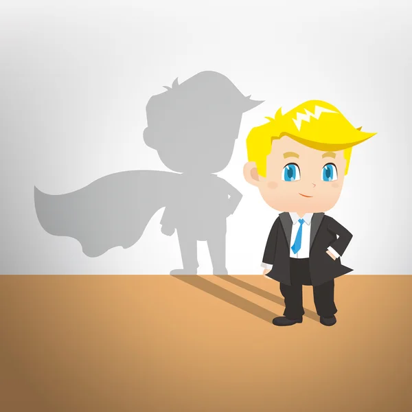 Мультфильм иллюстрация бизнесмен действовать супермен — стоковый вектор