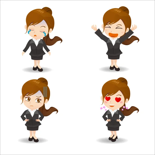 Expressions faciales femme d'affaires — Image vectorielle