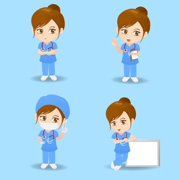 Dibujos animados médico cirujano mujer — Vector de stock