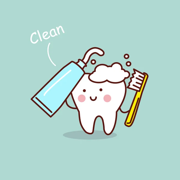 Concepto lindo cepillo de dientes de dibujos animados — Vector de stock