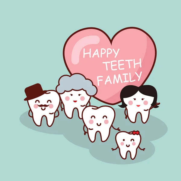 Mutlu karikatür diş aile — Stok Vektör