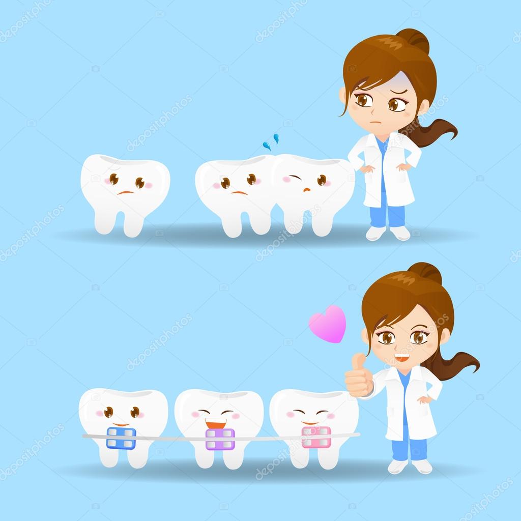 cartoon doctor dentist woman